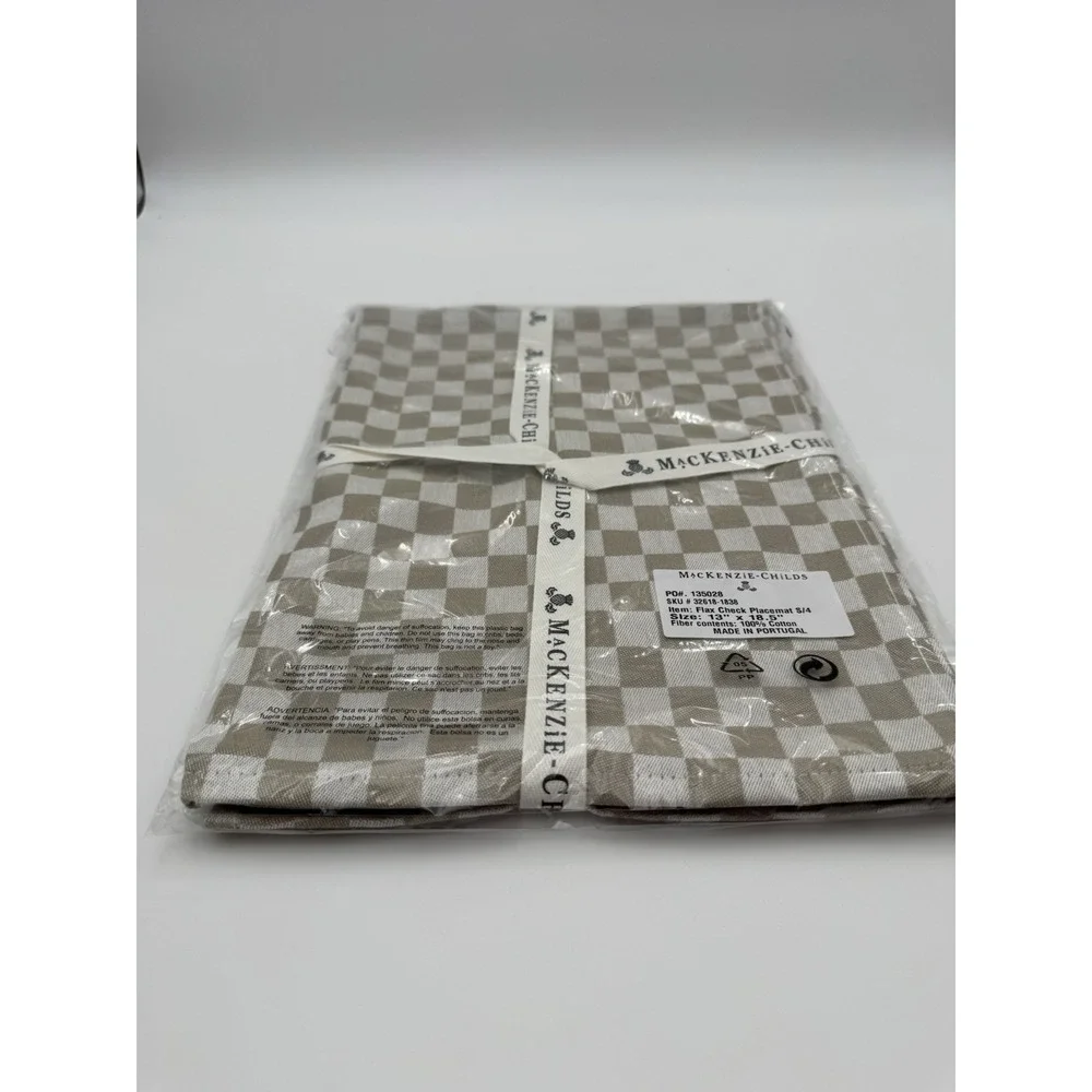 MacKenzie-Childs Flax Check Cotton Placemats – Set of 4 – NEW